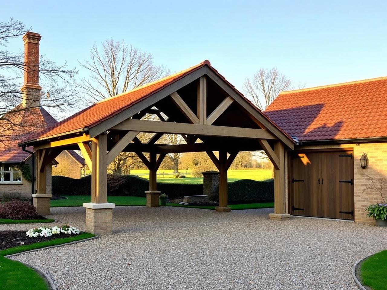 Oak Framed Carport & Garage